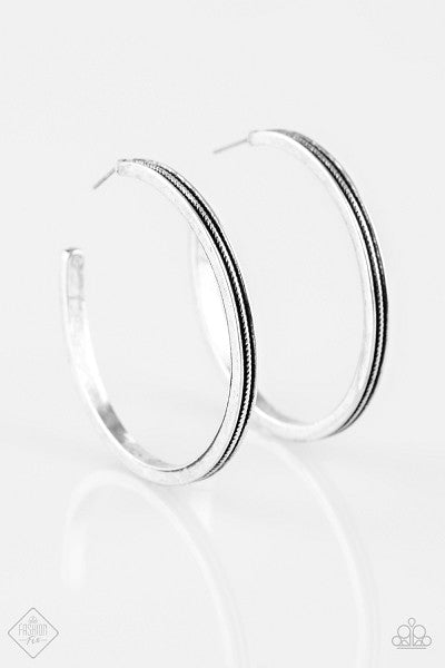 Paparazzi Accessories Retro Ranch Style Silver Hoop Earrings